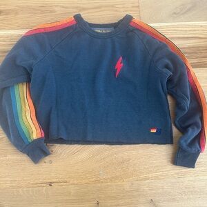 Aviator Nation 5 Strip Cropped Sweatshirt- size small